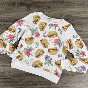 Wildfox Hamburger Cheeseburger Baggy Beach Jumper Sweatshirt Size Medium